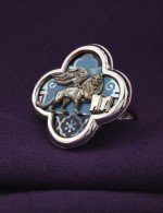 Кольцо из белого золота c эмалью и перламутром