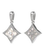 Подвеска из белого золота c бриллиантами и перламутром