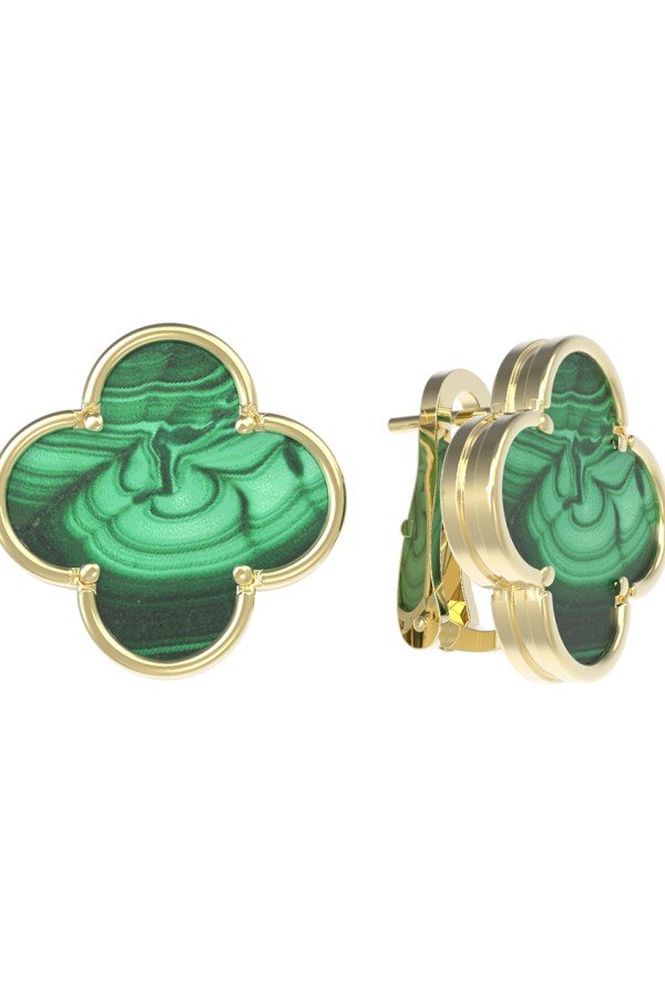 Серьги из лимонного золота c малахитом