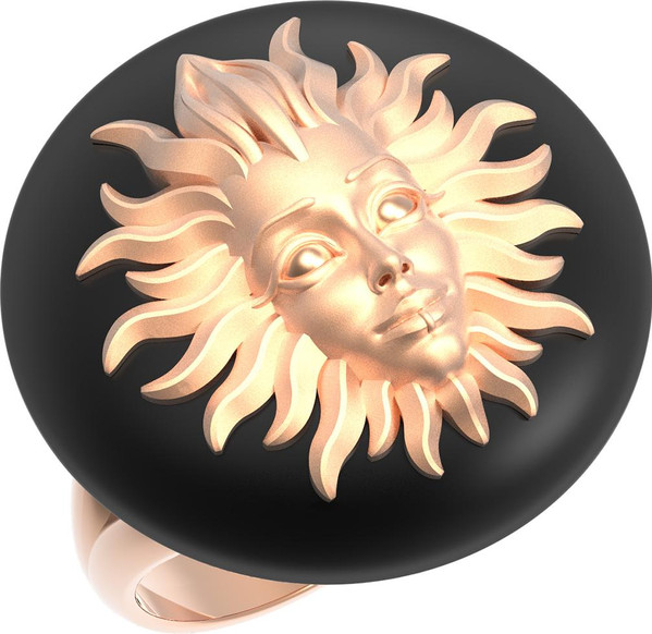 Кольцо из красного золота 585 пробы c ониксом