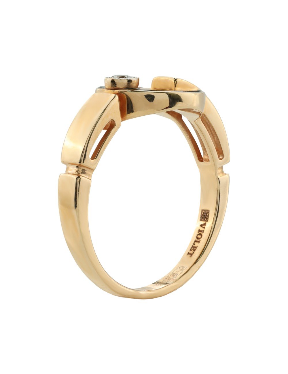 Кольцо из золота c бриллиантами и ониксом