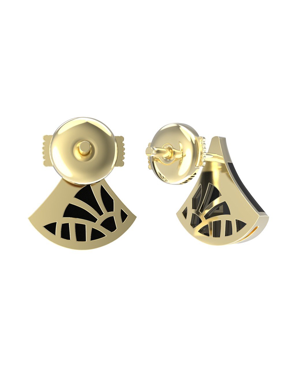 Серьги из лимонного золота c бриллиантами и ониксом