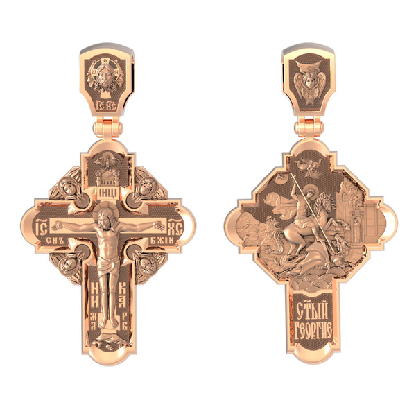 Крест из красного золота 585 пробы