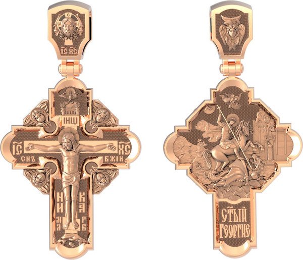 Крест из красного золота 585 пробы