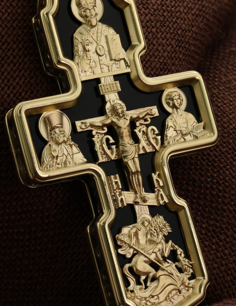 Крест из лимонного золота c ониксом