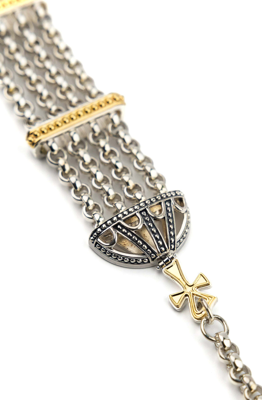 Браслет из серебра 925 пробы и золота 750 пробы c рубином