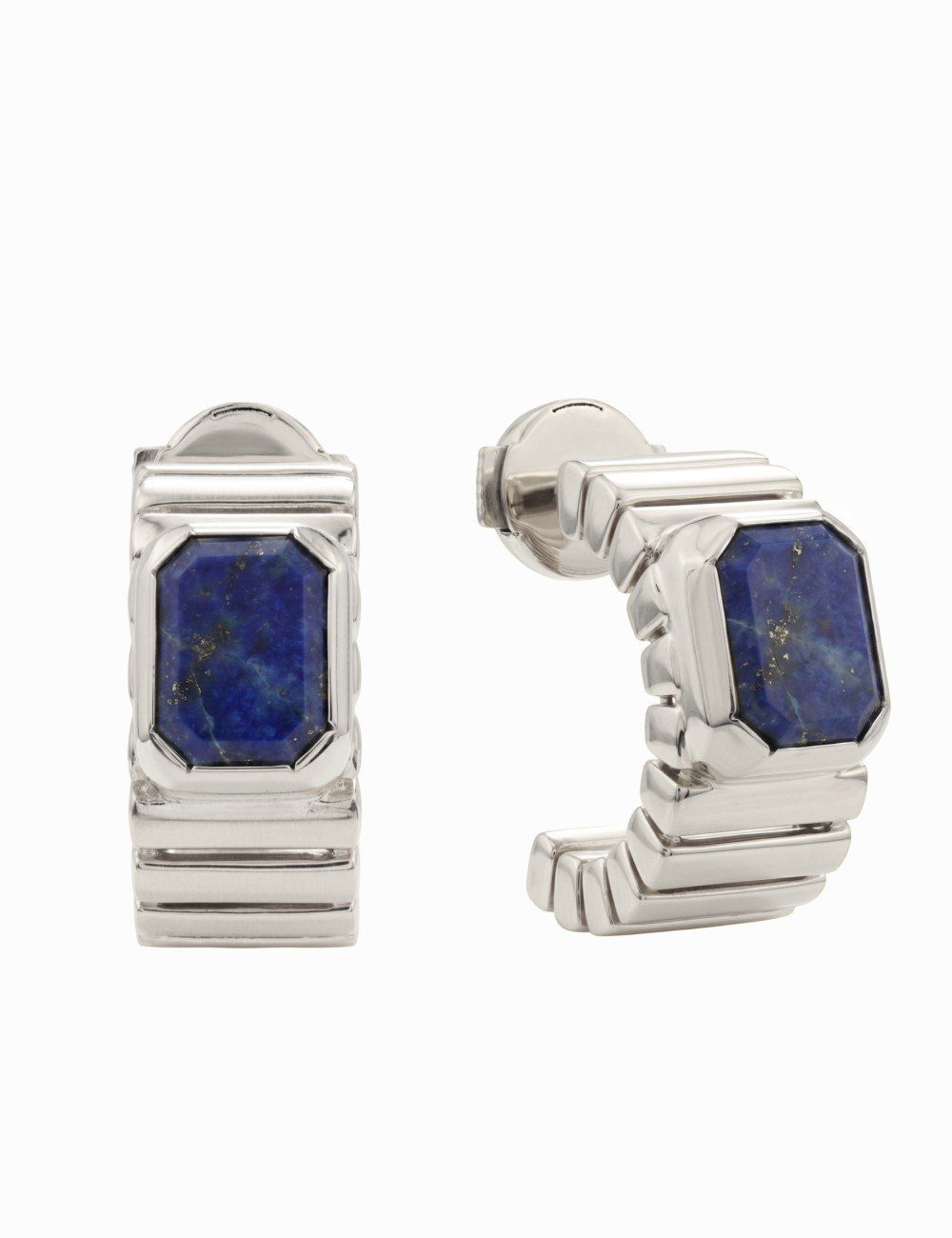 Серьги из белого золота c лазуритом