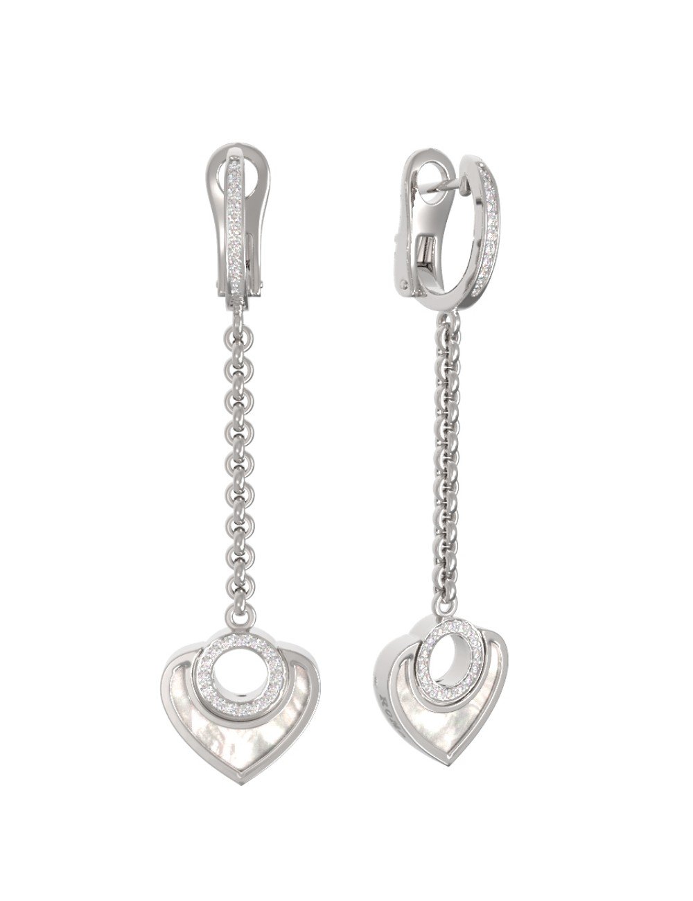 Серьги из белого золота c бриллиантами и перламутром