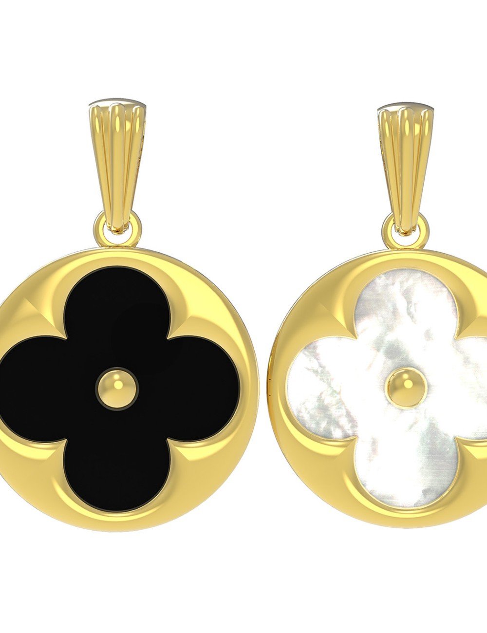 Подвеска из лимонного золота c ониксом и перламутром