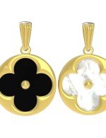 Подвеска из лимонного золота c ониксом и перламутром