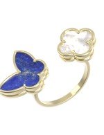 Кольцо из лимонного золота c лазуритом и перламутром