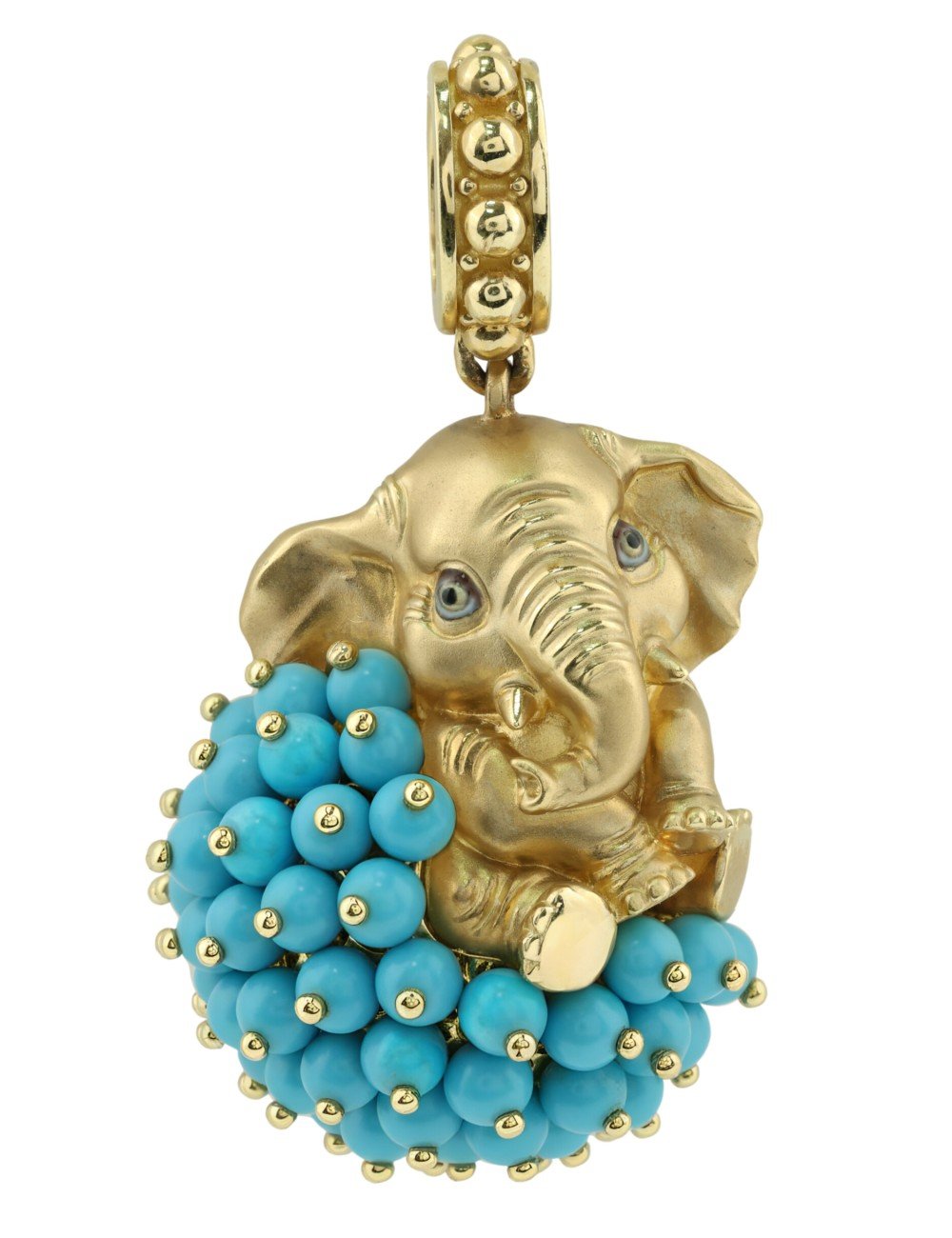 Подвеска из лимонного золота c эмалью и бирюзой