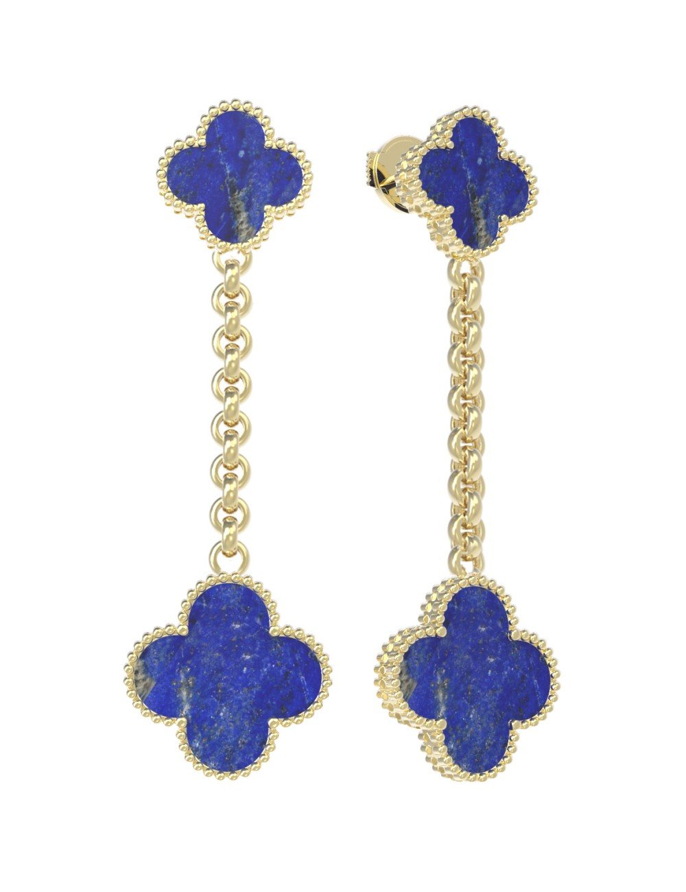 Серьги из лимонного золота c лазуритом