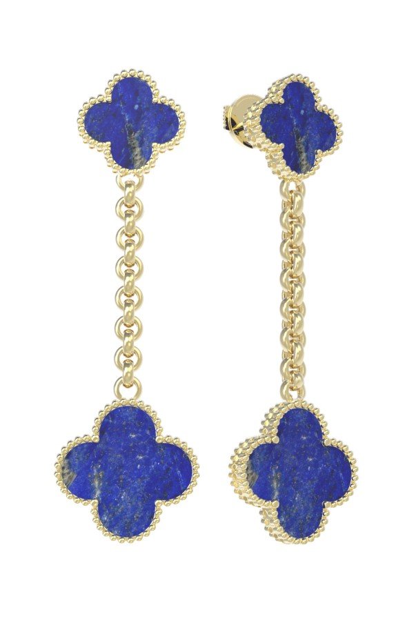 Серьги из лимонного золота c лазуритом