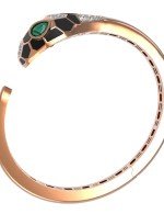 Браслет из золота c бриллиантами, рубином, ониксом, малахитом и перламутром