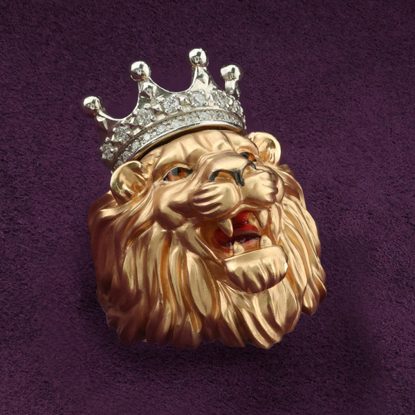 Кольцо из красного золота 585 пробы c эмалью и бриллиантами