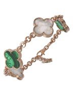Браслет из золота c малахитом и перламутром