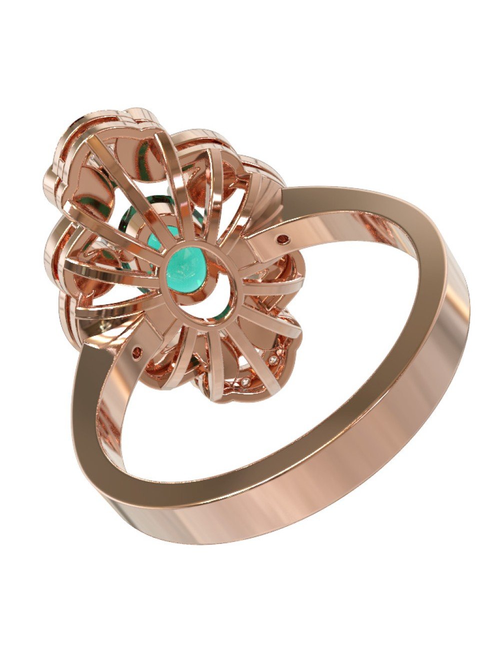 Кольцо из золота c бриллиантами и изумрудом