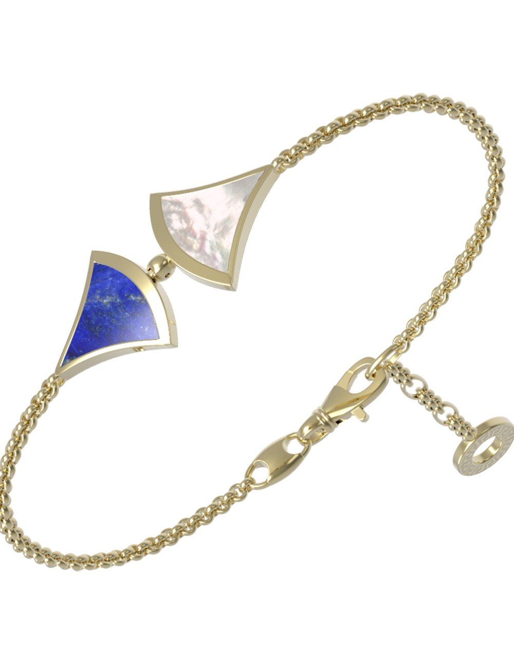 Браслет из лимонного золота c лазуритом и перламутром