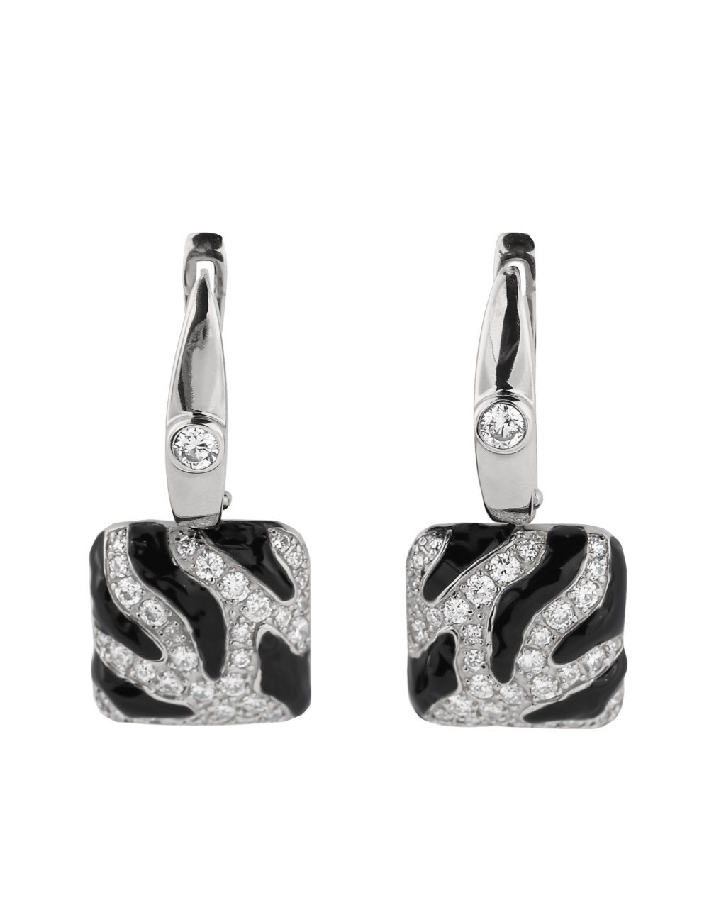 Серьги из белого золота c эмалью и бриллиантами