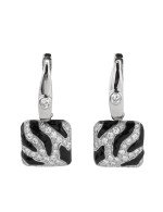 Серьги из белого золота c эмалью и бриллиантами