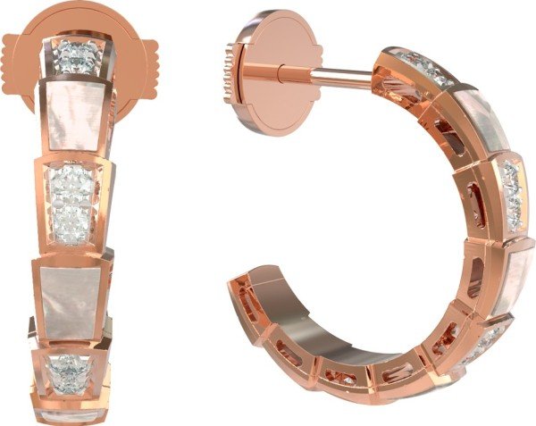 Серьги из золота c бриллиантами и перламутром