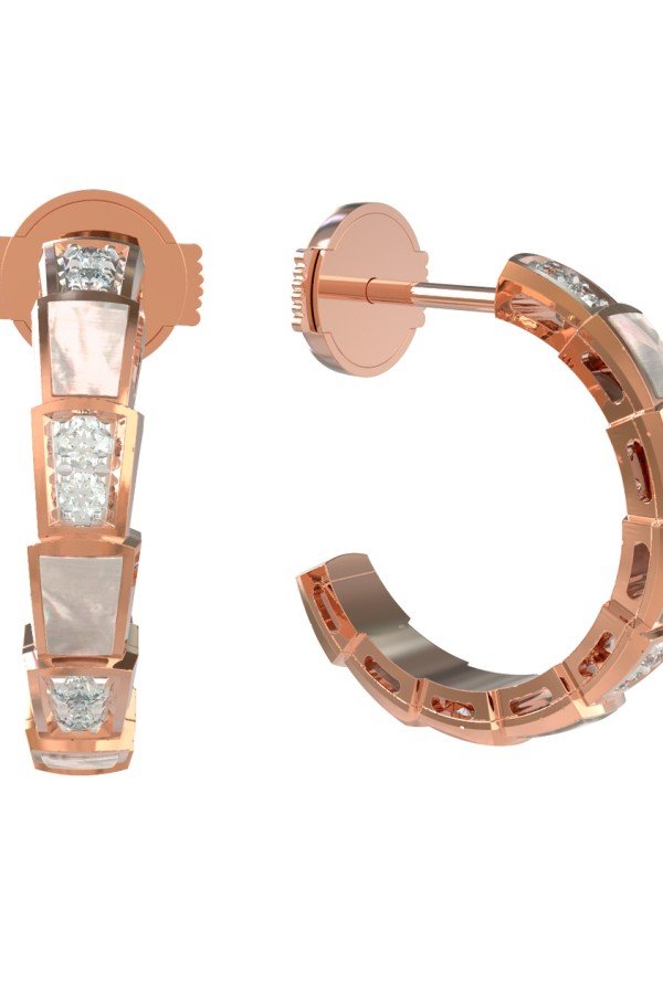 Серьги из золота c бриллиантами и перламутром