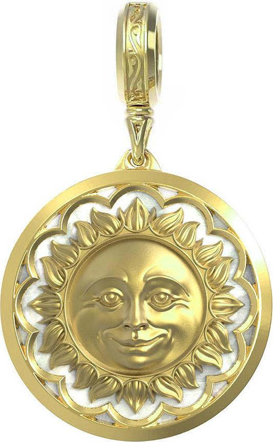 Подвеска из лимонного золота 585 пробы c перламутром