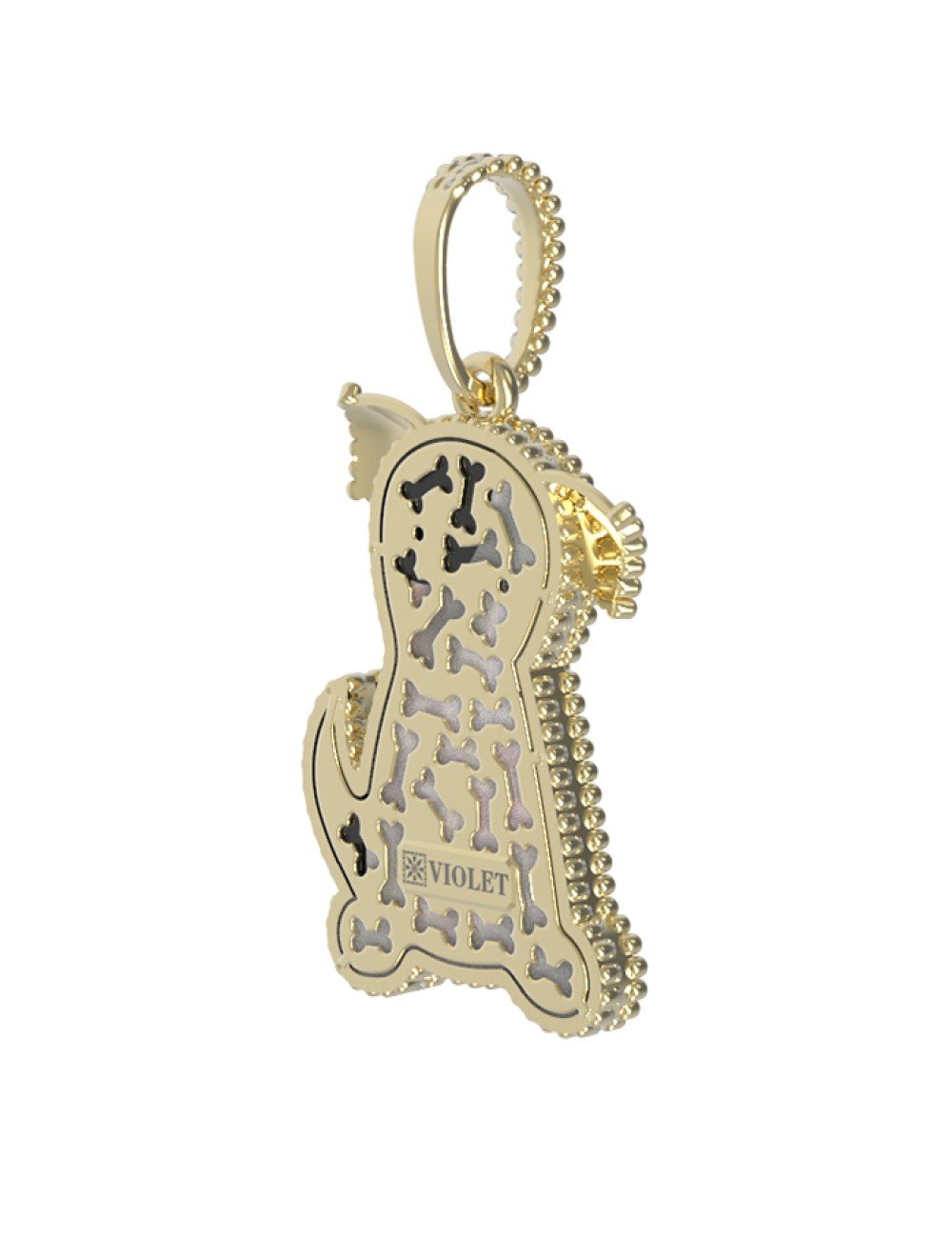 Подвеска из лимонного золота c эмалью, ониксом и перламутром