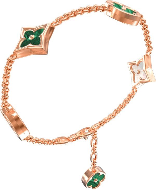 Браслет из золота c малахитом и перламутром