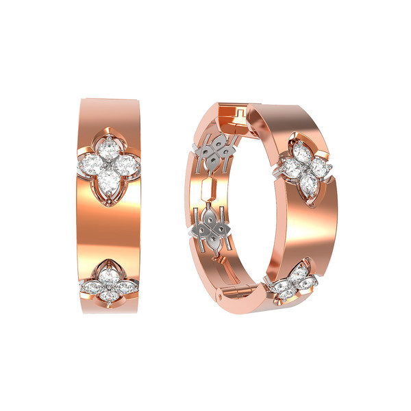 Серьги из красного золота 585 пробы c бриллиантами