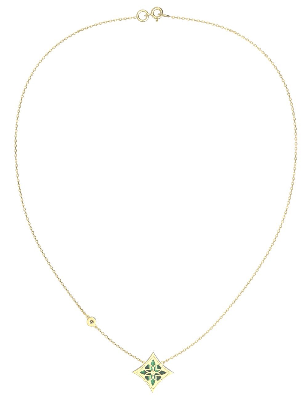 Колье из лимонного золота c бриллиантами и малахитом