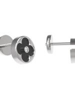 Серьги из белого золота c бриллиантами и ониксом