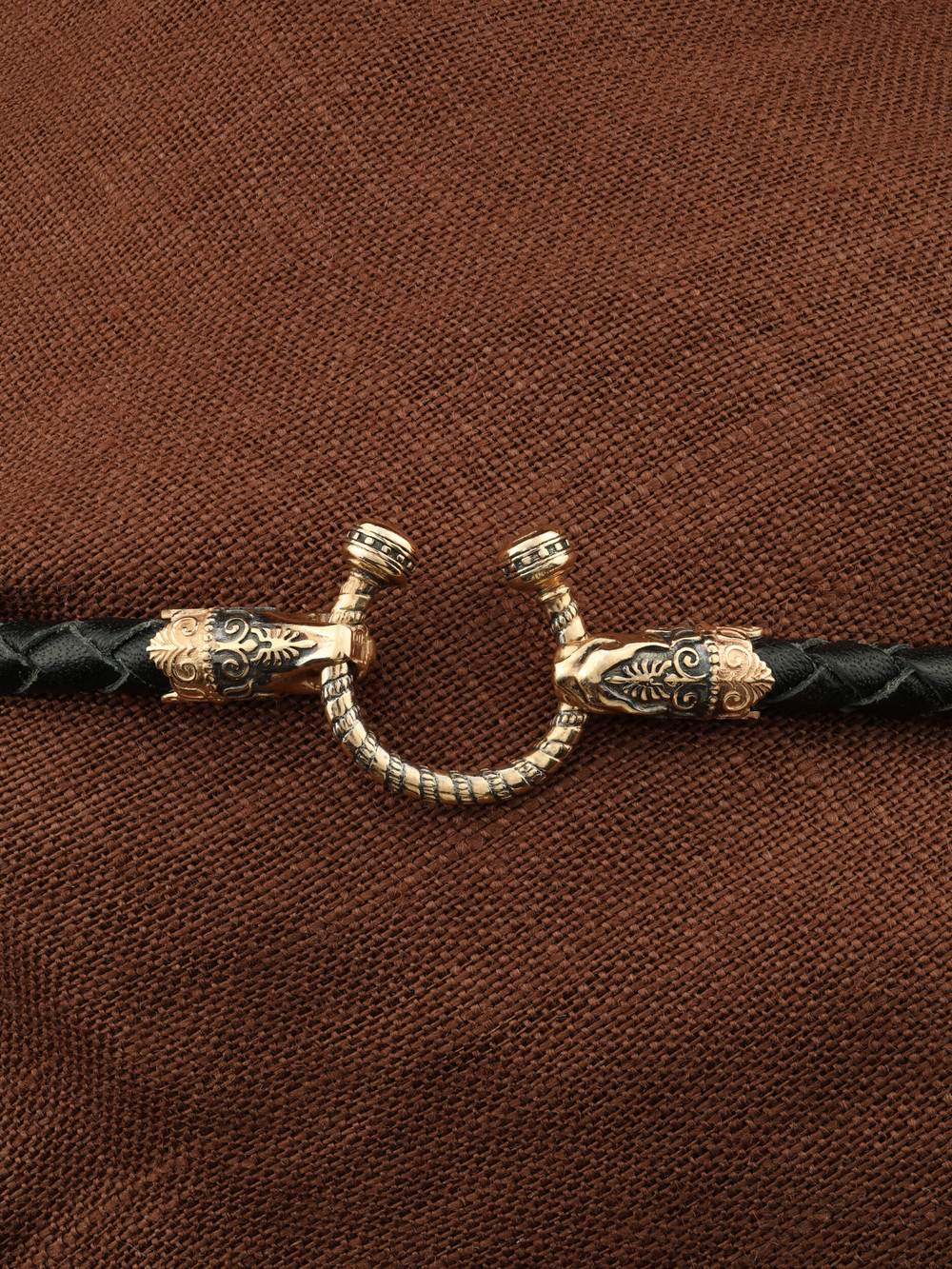 Цепь-шнурок кожа из красного золота 585 пробы c кожаным шнурком