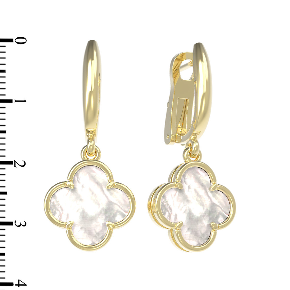Серьги из лимонного золота 585 пробы c перламутром