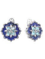 Серьги из белого золота c бирюзой и лазуритом