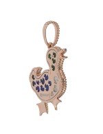 Подвеска из золота c эмалью, лазуритом, малахитом и перламутром