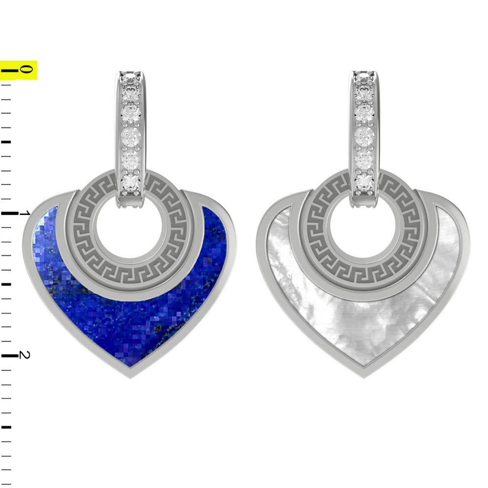 Подвеска из белого золота 585 пробы c фианитом, лазуритом и перламутром