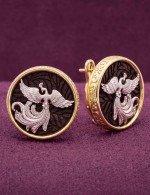Серьги из лимонного золота 585 пробы c эбеновым деревом