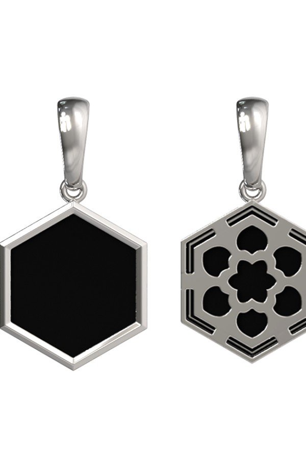 Подвеска из белого золота c ониксом