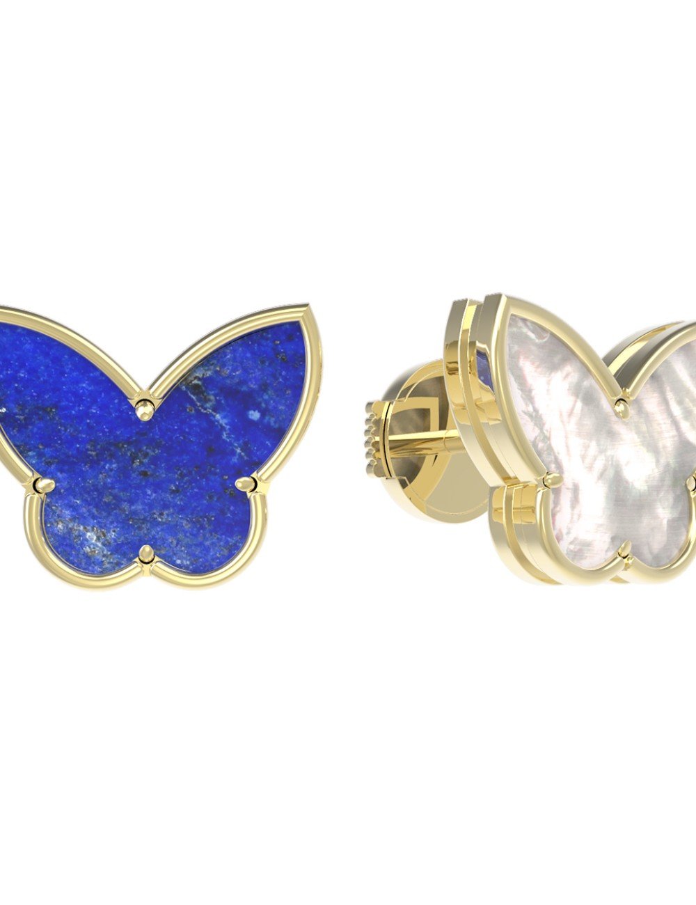 Серьги из лимонного золота c лазуритом и перламутром