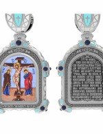 Образок из белого золота c эмалью и иконописью