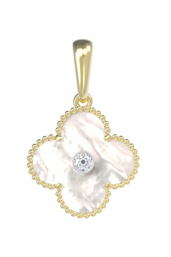 Подвеска из лимонного золота c бриллиантами и перламутром