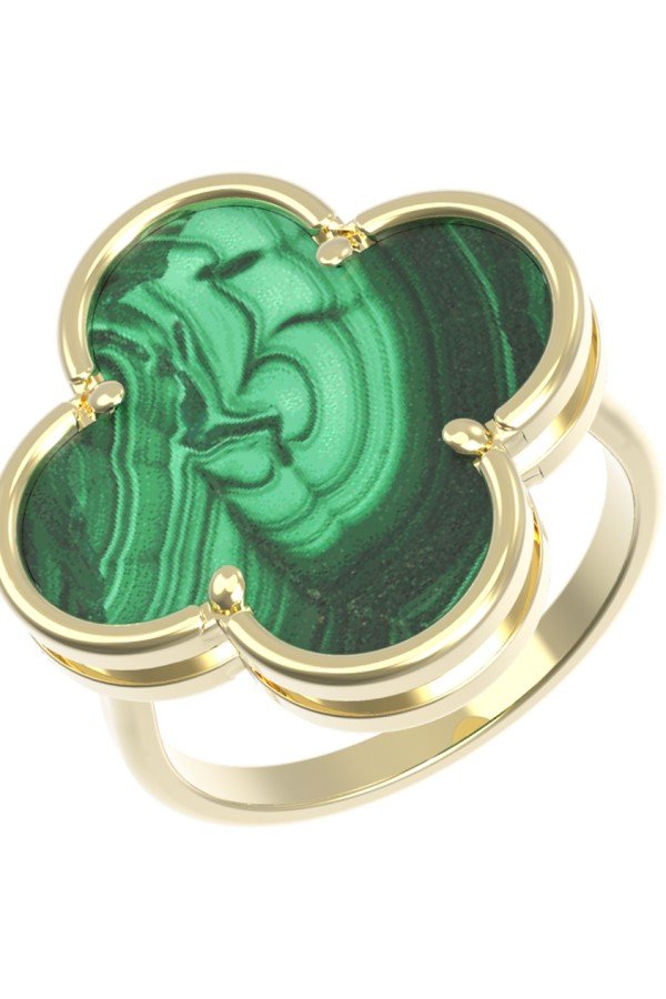 Кольцо из лимонного золота c малахитом