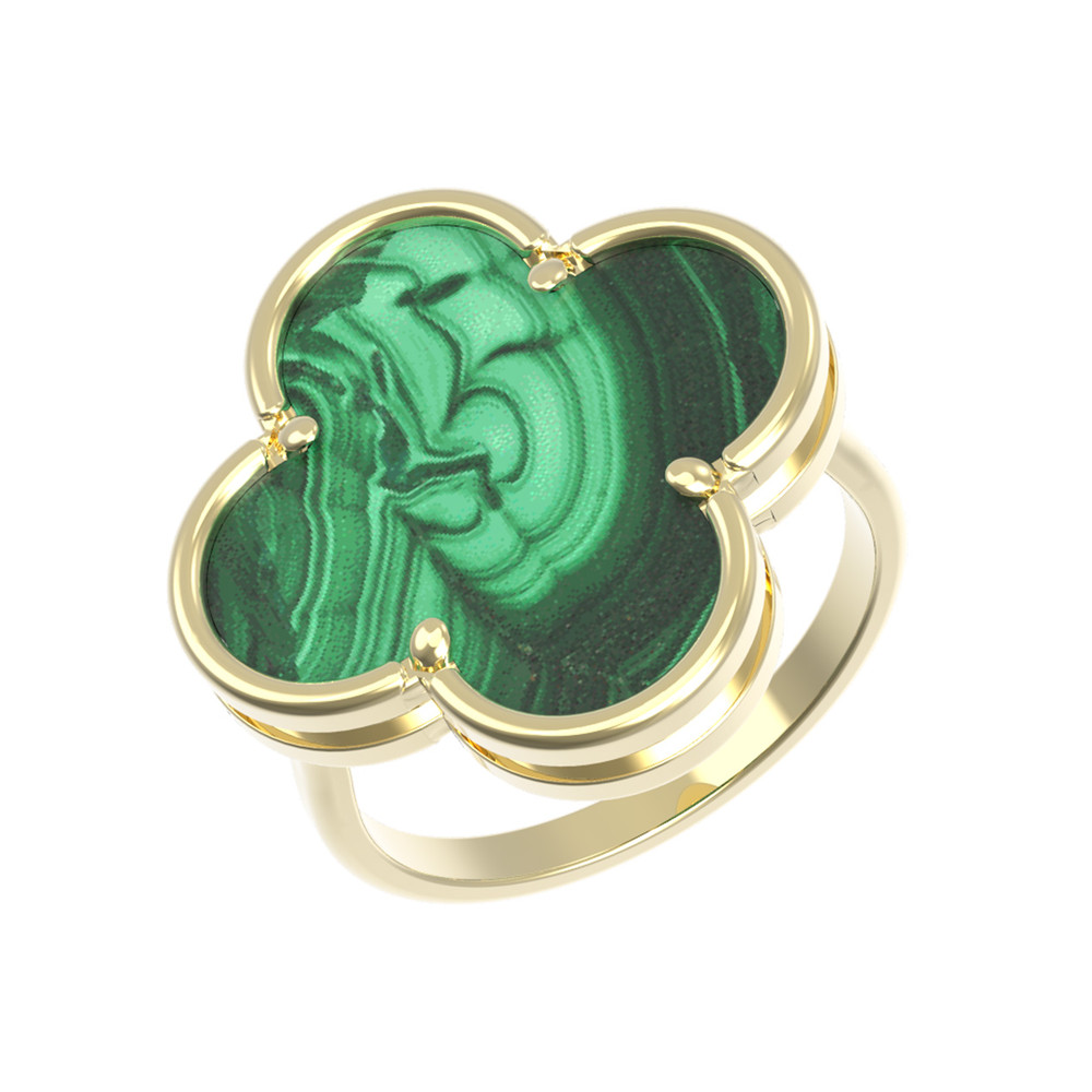 Кольцо из лимонного золота 585 пробы c малахитом