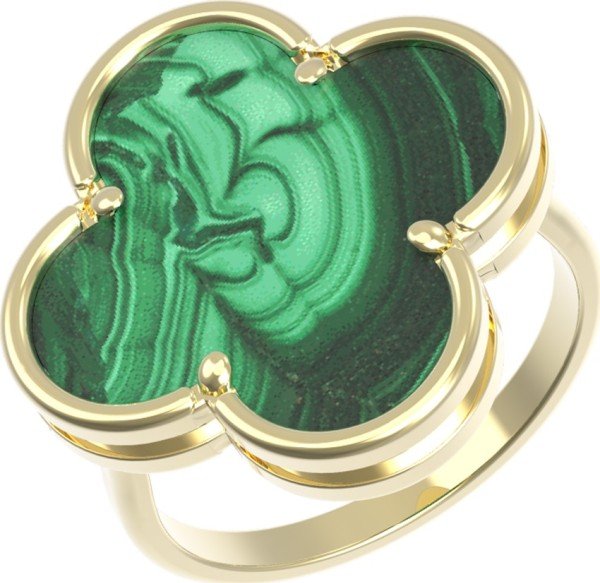 Кольцо из лимонного золота c малахитом