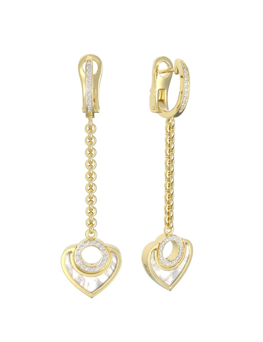 Серьги из лимонного золота c бриллиантами и перламутром