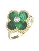 Кольцо из лимонного золота c бриллиантами и малахитом