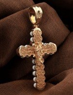 Крест из золота c кахолонгом