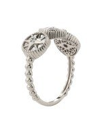 Кольцо из белого золота c бриллиантами, лазуритом и перламутром